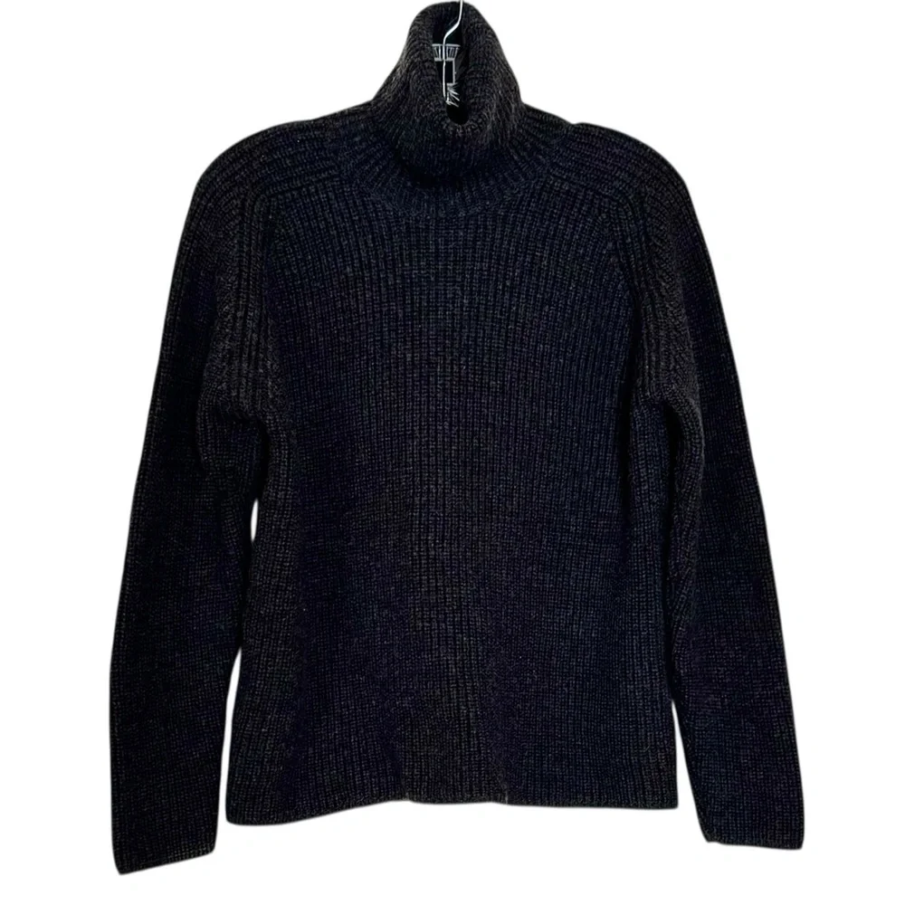 Banana Republic Dark Charcoal Heavyweight Waffle Knit Wide Turtleneck Sweater M